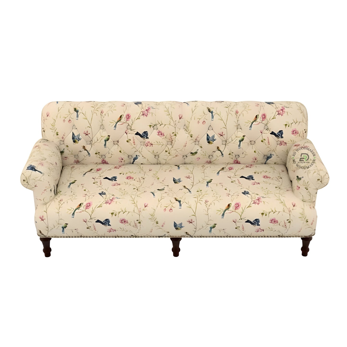 CONTEMPORARY 2 SEATER SOFA WITH WOOD PANELS