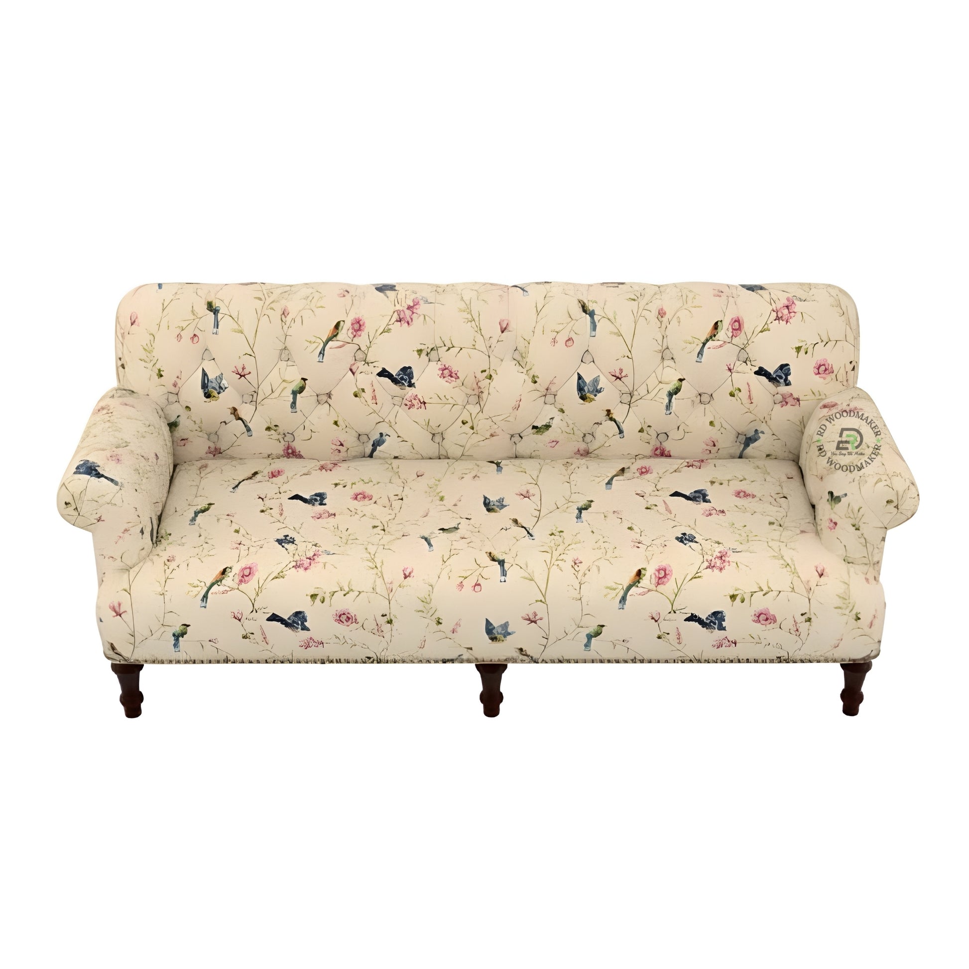 CONTEMPORARY 2 SEATER SOFA WITH WOOD PANELS