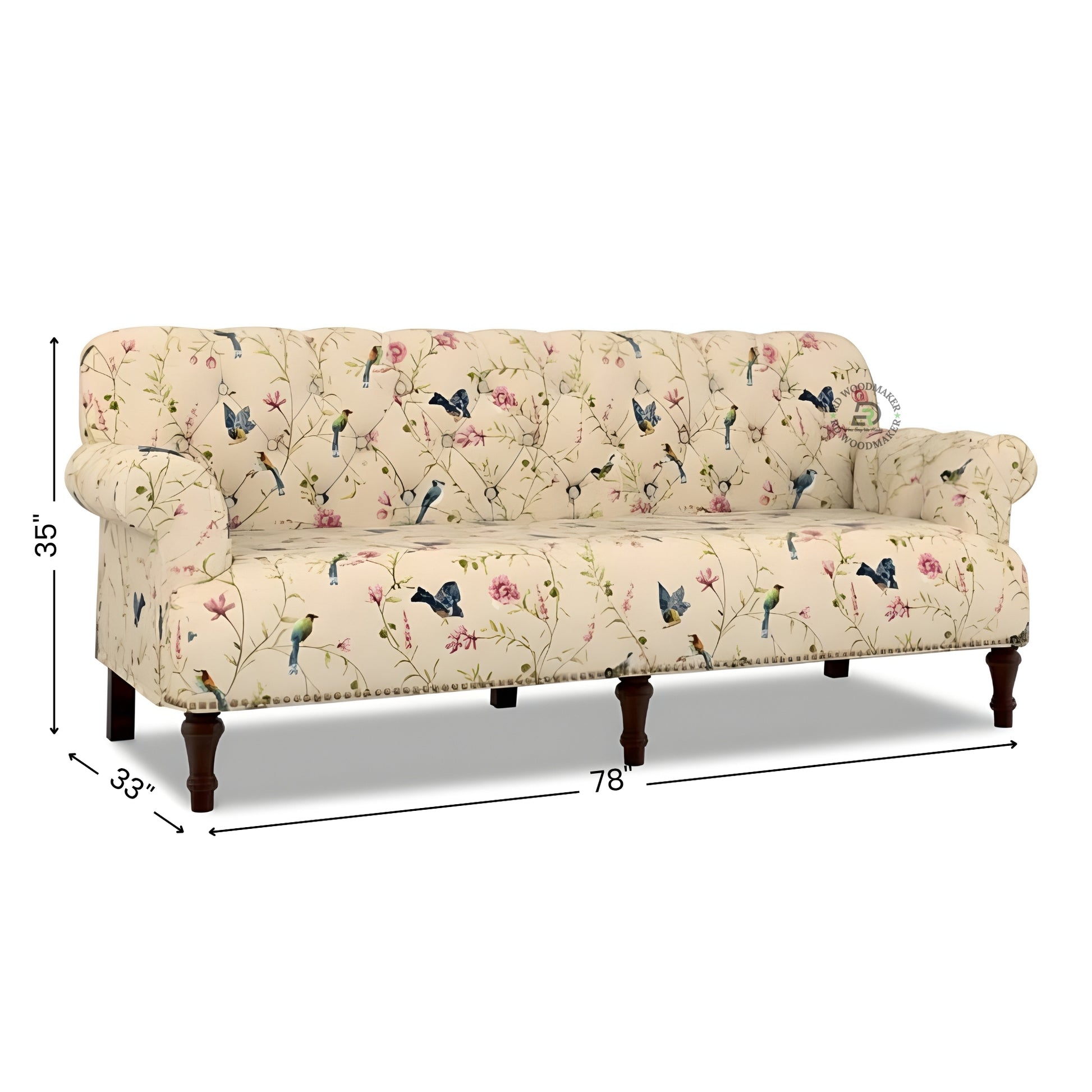 CONTEMPORARY 2 SEATER SOFA WITH WOOD PANELS