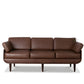MID CENTURY MODERN BROWN LEATHER 3 SEATER SOFA