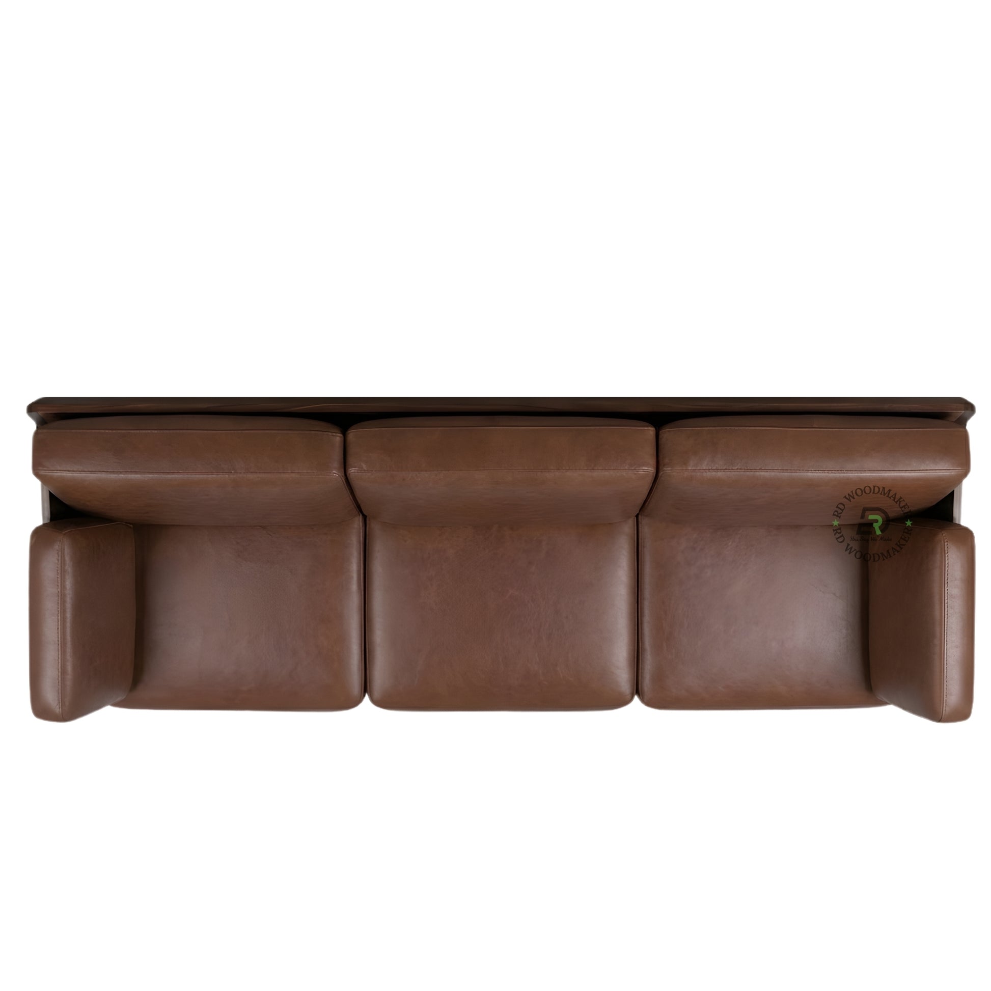 MID CENTURY MODERN BROWN LEATHER 3 SEATER SOFA
