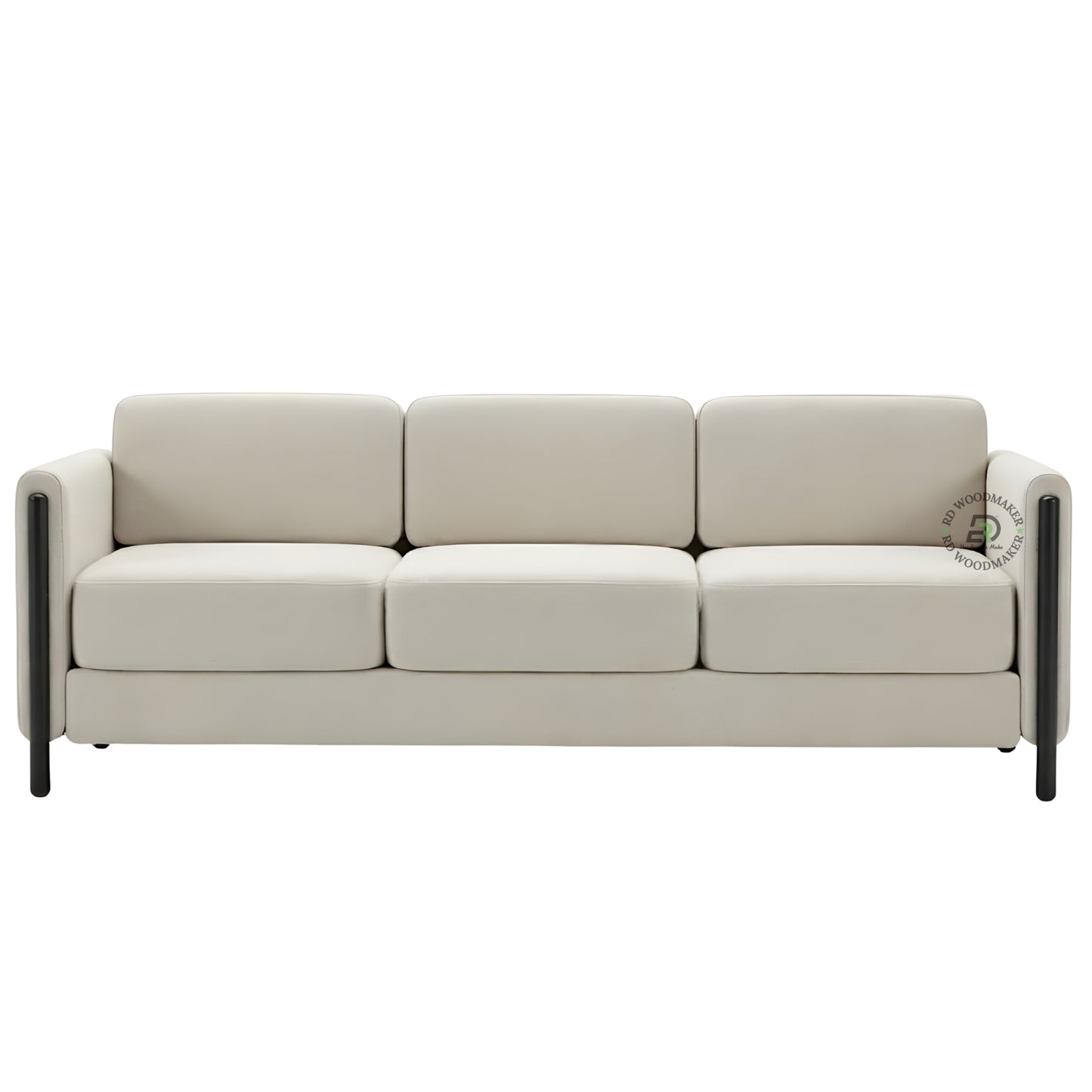 MODERN CREAM 3 SEATER SOFA WITH BLACK METAL LEGS