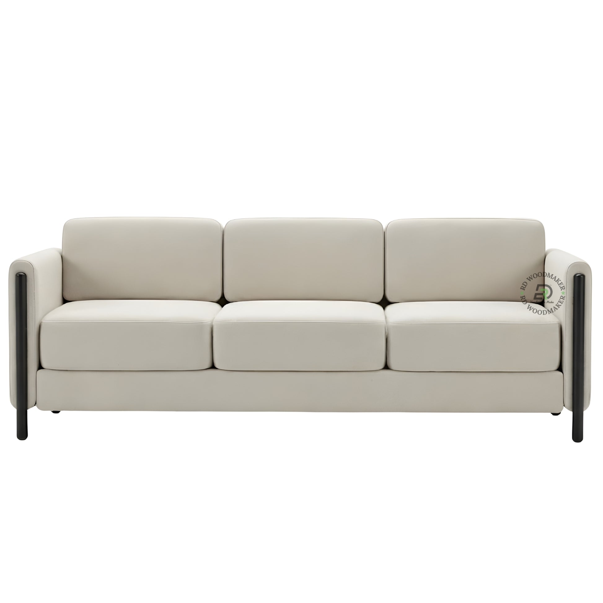 MODERN CREAM 3 SEATER SOFA WITH BLACK METAL LEGS