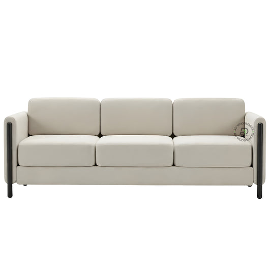 MODERN CREAM 3 SEATER SOFA WITH BLACK METAL LEGS