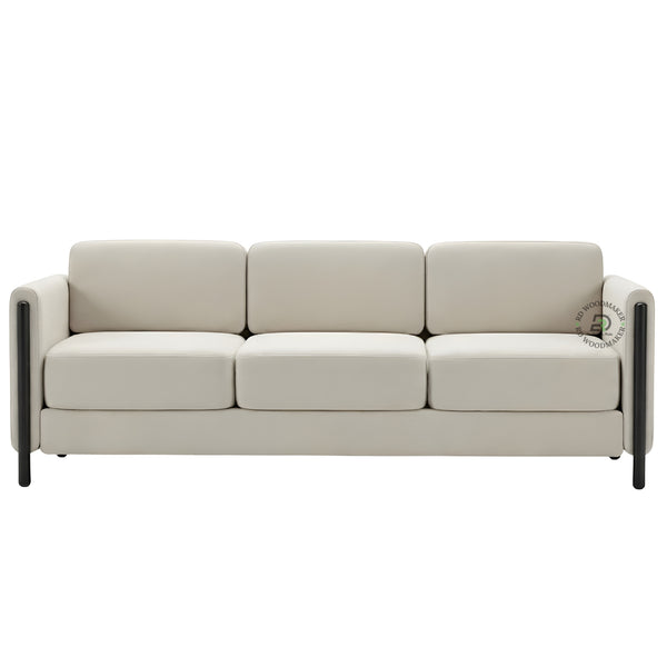 MODERN CREAM 3 SEATER SOFA WITH BLACK METAL LEGS