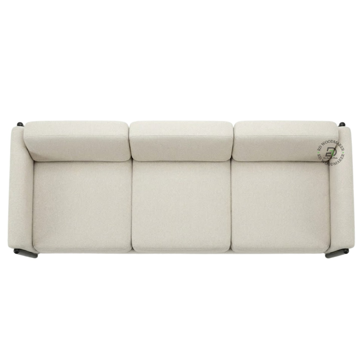MODERN CREAM 3 SEATER SOFA WITH BLACK METAL LEGS