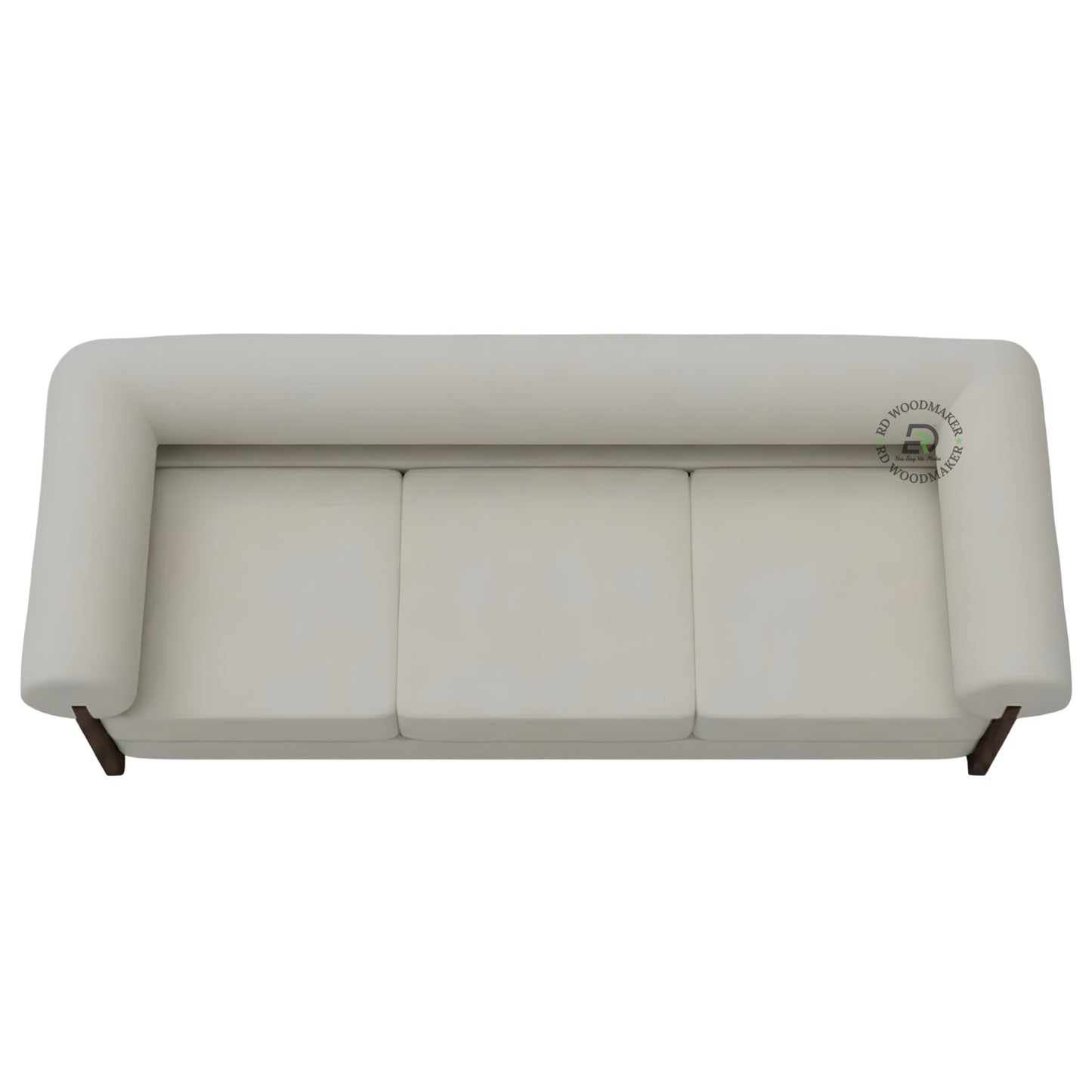 CONTEMPORARY CREAM 3 SEATER SOFA WITH CYLINDRICAL ARMRESTS