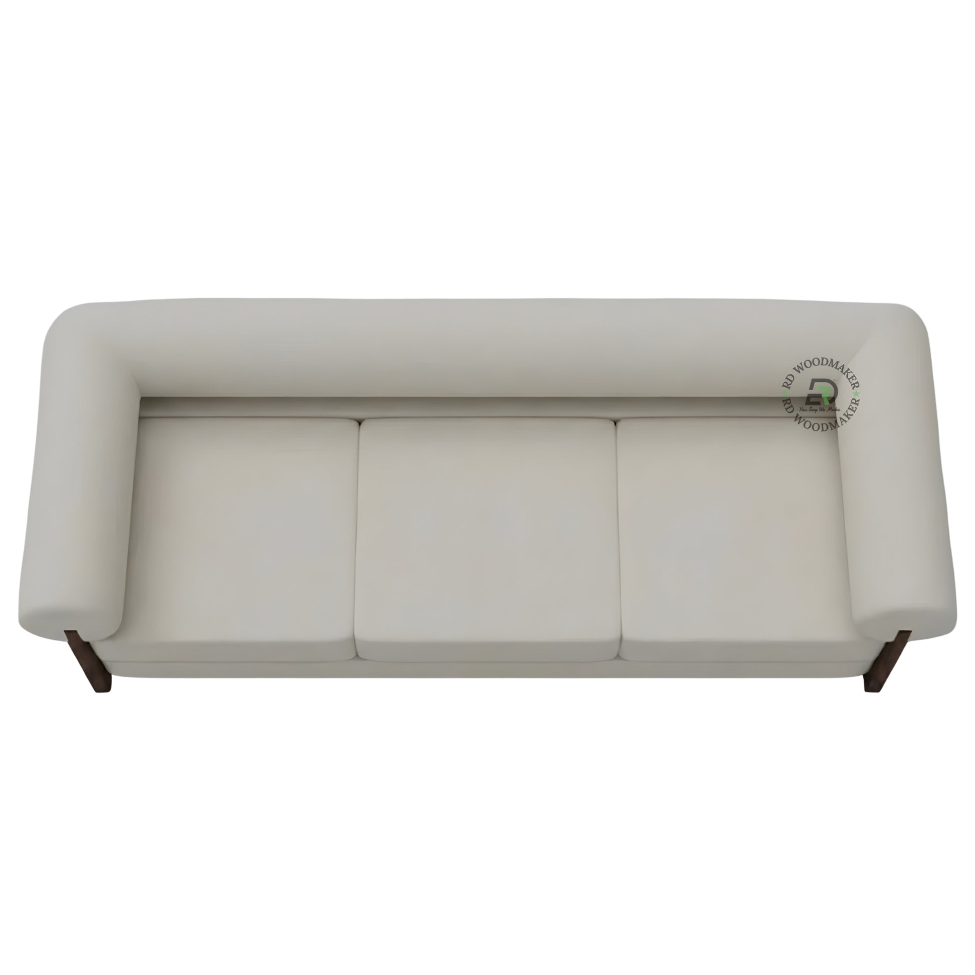 CONTEMPORARY CREAM 3 SEATER SOFA WITH CYLINDRICAL ARMRESTS