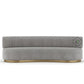 LUXURY CURVED GREY VELVET SOFA WITH GOLD BASE