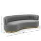 LUXURY CURVED GREY VELVET SOFA WITH GOLD BASE