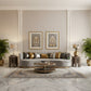 LUXURY CURVED GREY VELVET SOFA WITH GOLD BASE