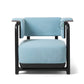 MODERN LIGHT BLUE ACCENT CHAIR WITH BLACK METAL FRAME