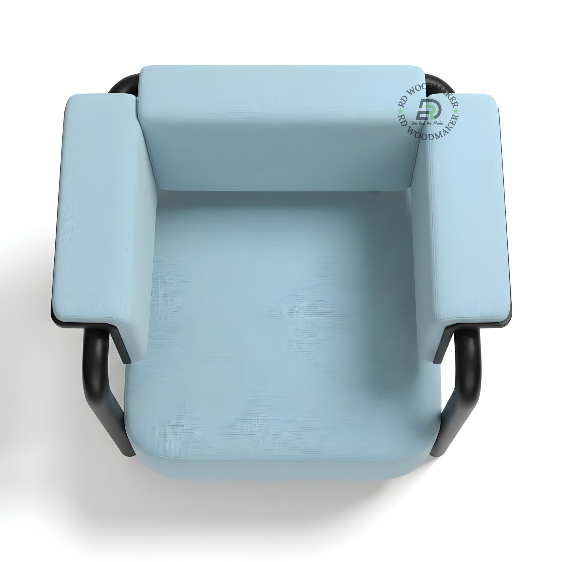 MODERN LIGHT BLUE ACCENT CHAIR WITH BLACK METAL FRAME