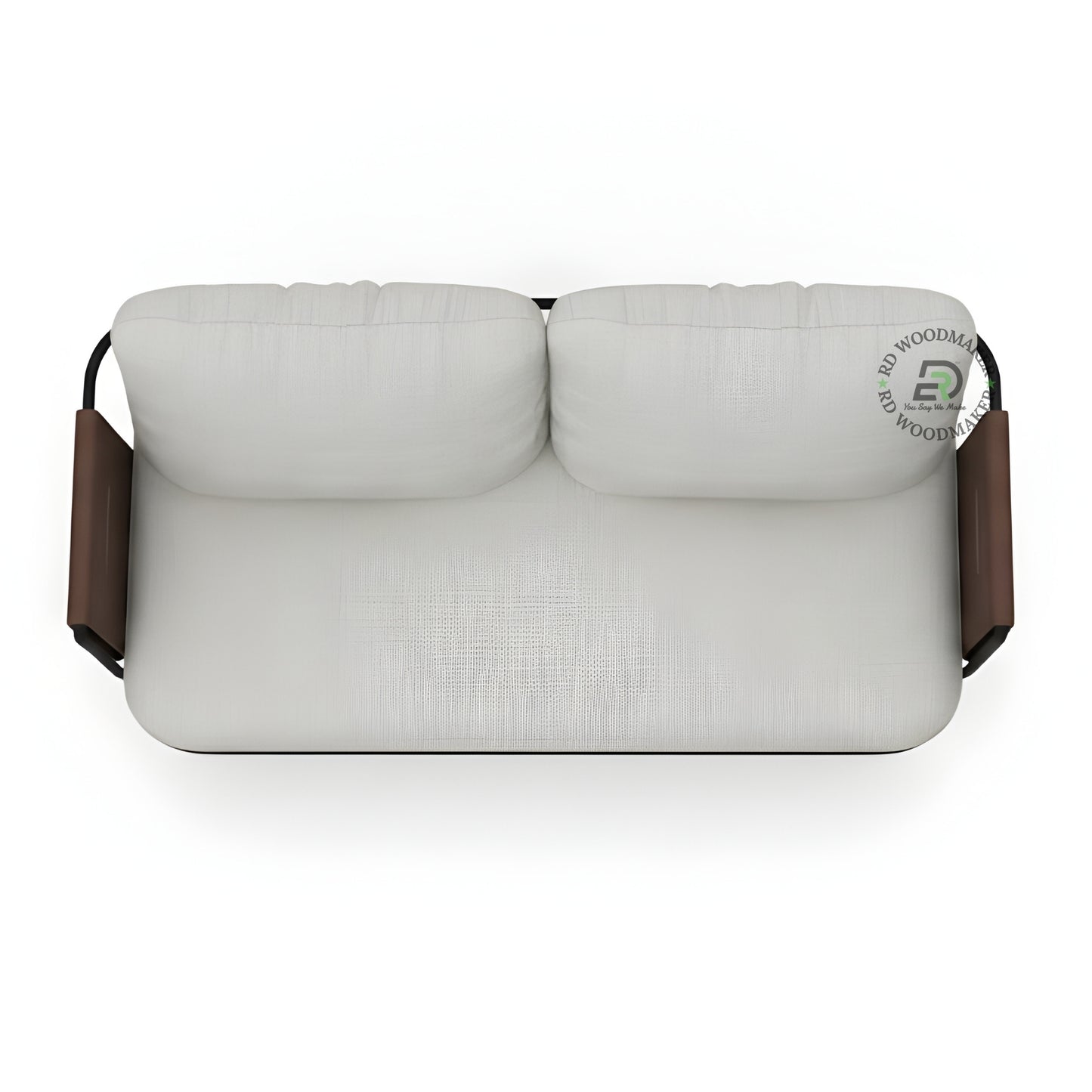 MODERN 2 SEATER FABRIC SOFA WITH LEATHERETTE ARM PANELS