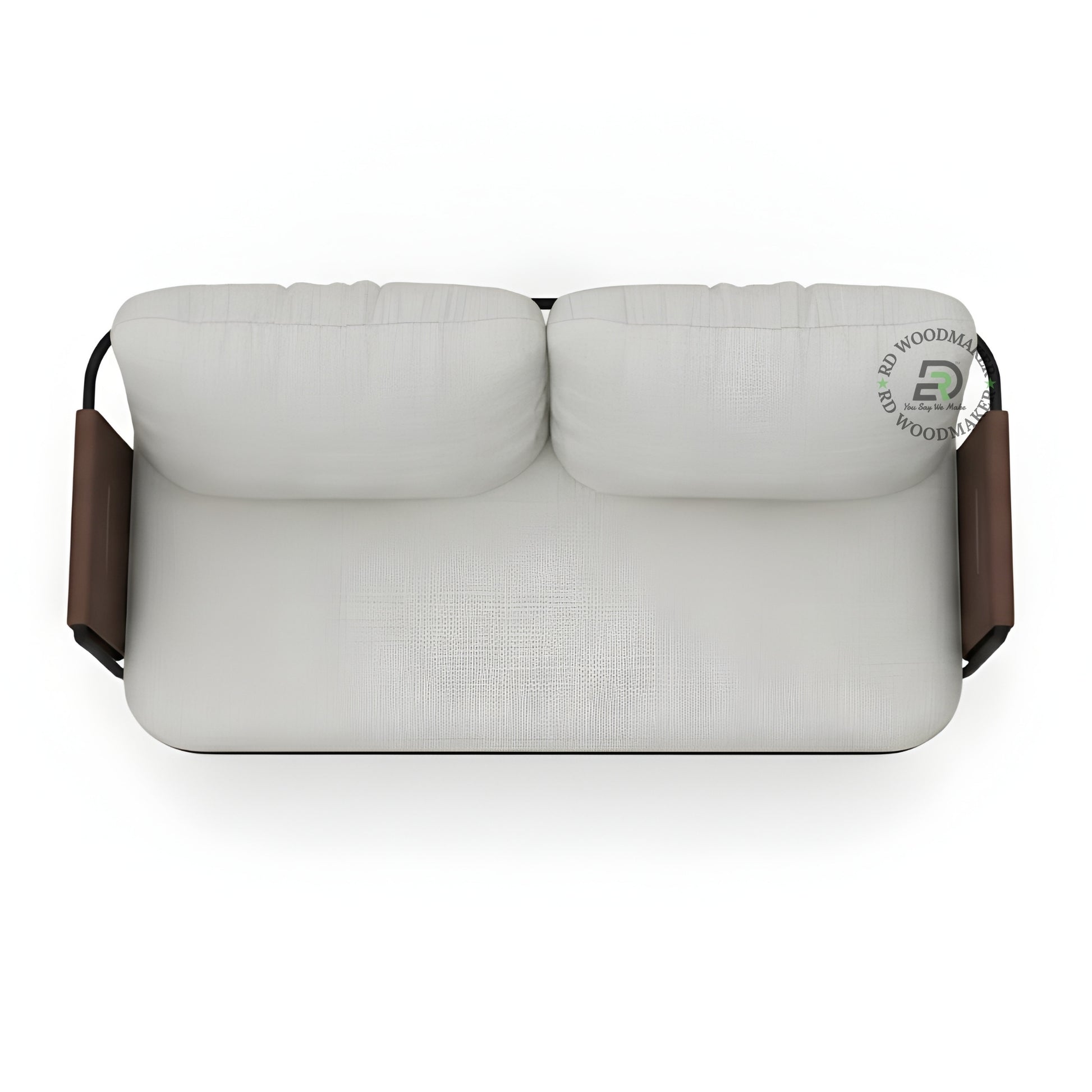 MODERN 2 SEATER FABRIC SOFA WITH LEATHERETTE ARM PANELS