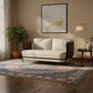 MODERN 2 SEATER FABRIC SOFA WITH LEATHERETTE ARM PANELS