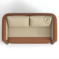 TWO TONE BROWN AND BEIGE 2 SEATER SOFA WITH TURNED LEGS