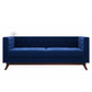 MID CENTURY WOOD FRAME SOFA WITH COLOR ACCENTS