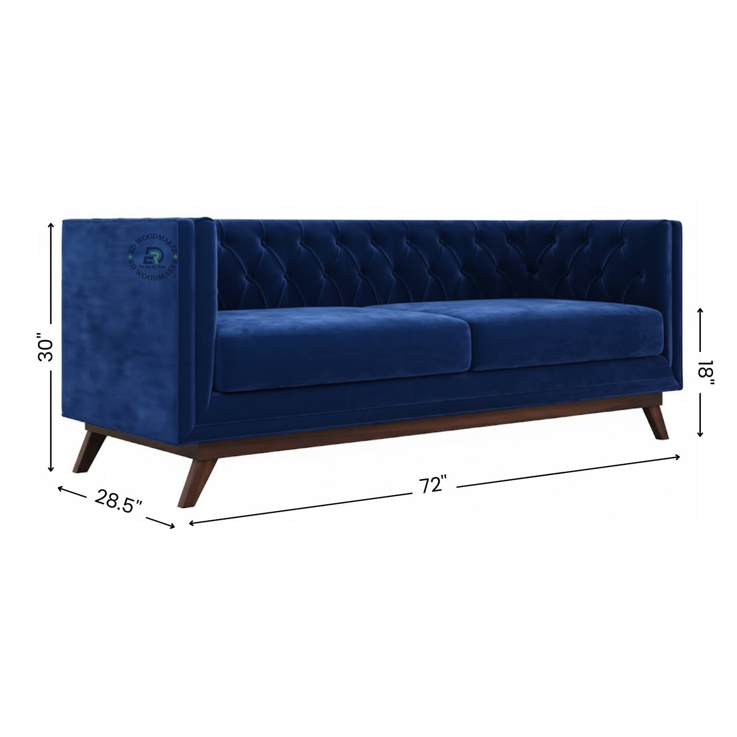 MID CENTURY WOOD FRAME SOFA WITH COLOR ACCENTS