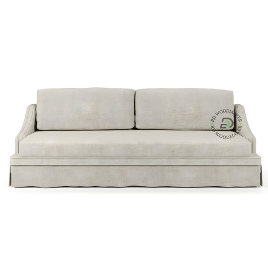 CLASSIC BEIGE SLIPCOVER STYLE 3 SEATER SOFA WITH SLOPED ARMS