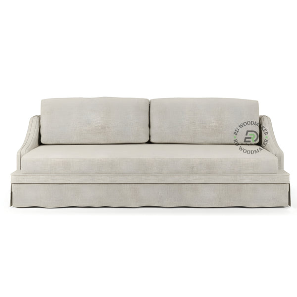 CLASSIC BEIGE SLIPCOVER STYLE 3 SEATER SOFA WITH SLOPED ARMS