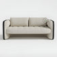 MODERN CREAM 2 SEATER SOFA WITH CURVED BLACK ARMS