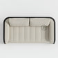 MODERN CREAM 2 SEATER SOFA WITH CURVED BLACK ARMS