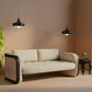 MODERN CREAM 2 SEATER SOFA WITH CURVED BLACK ARMS
