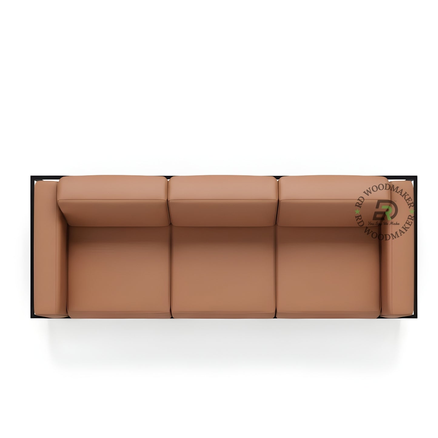 INDUSTRIAL BROWN LEATHER 3 SEATER SOFA WITH METAL FRAME