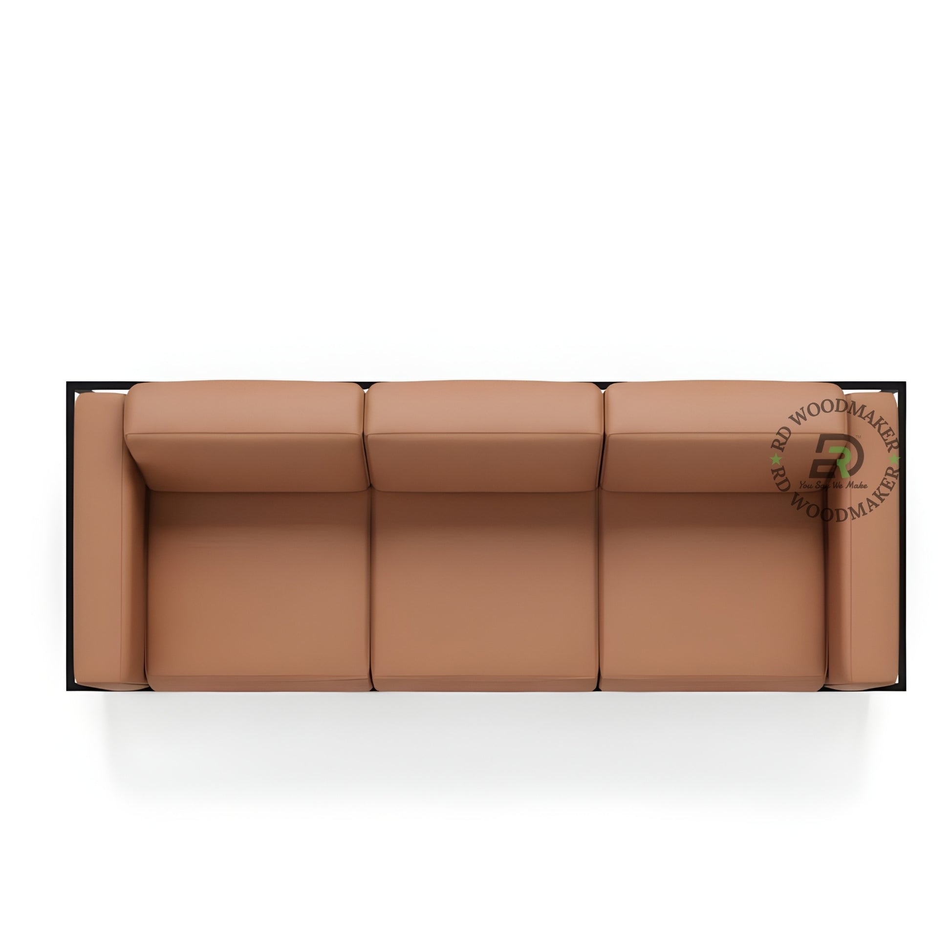 INDUSTRIAL BROWN LEATHER 3 SEATER SOFA WITH METAL FRAME