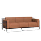 INDUSTRIAL BROWN LEATHER 3 SEATER SOFA WITH METAL FRAME