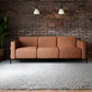 INDUSTRIAL BROWN LEATHER 3 SEATER SOFA WITH METAL FRAME