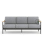 MINIMALIST GREY 3 SEATER SOFA WITH WOODEN ARMRESTS