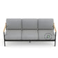 MINIMALIST GREY 3 SEATER SOFA WITH WOODEN ARMRESTS