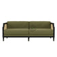 OLIVE GREEN CANE SIDE WOODEN 2 SEATER SOFA