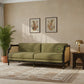 OLIVE GREEN CANE SIDE WOODEN 2 SEATER SOFA