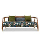 TROPICAL FLORAL PRINT FABRIC SOFA WITH SOLID WOOD FRAME