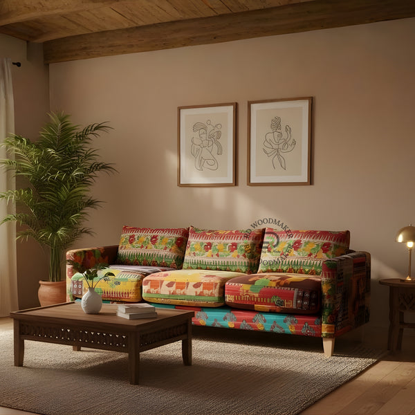 BOHO PATCHWORK KANTHA STYLE 3 SEATER SOFA