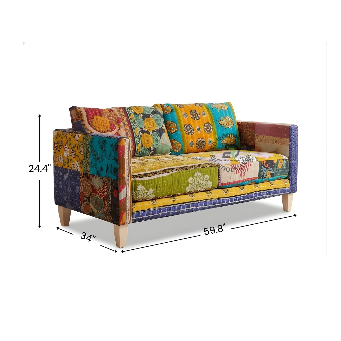 BOHO PATCHWORK KANTHA STYLE 2 SEATER SOFA