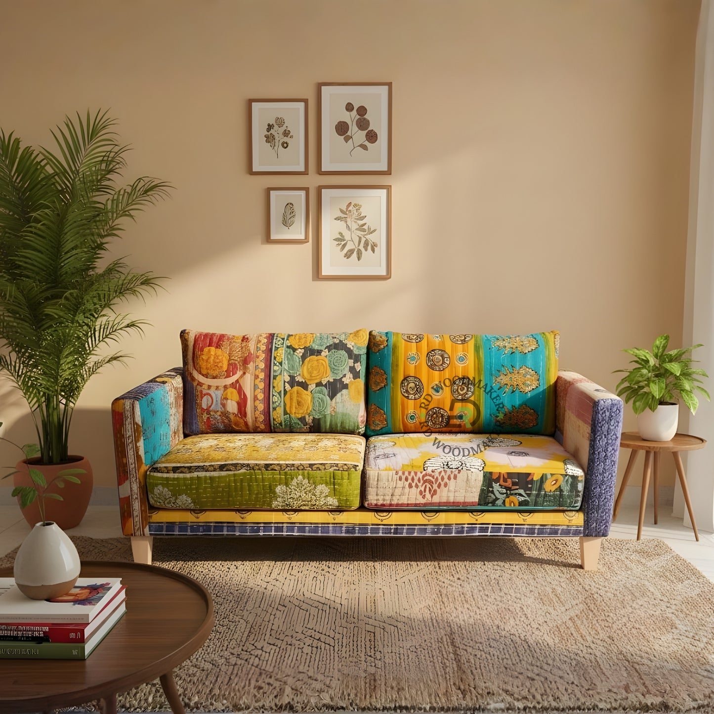 BOHO PATCHWORK KANTHA STYLE 2 SEATER SOFA