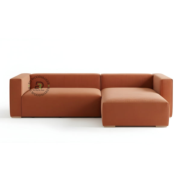 MODERN RUST ORANGE L SHAPE SECTIONAL SOFA