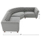LUXURY GREY VELVET CURVED CHESTERFIELD SECTIONAL SOFA