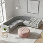 LUXURY GREY VELVET CURVED CHESTERFIELD SECTIONAL SOFA
