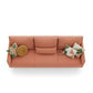 CONTEMPORARY CORAL PEACH FABRIC 3 SEATER SOFA