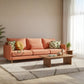 CONTEMPORARY CORAL PEACH FABRIC 3 SEATER SOFA