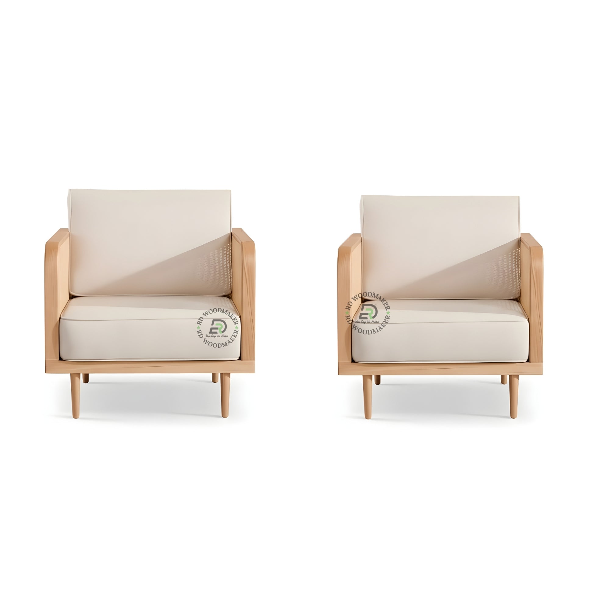 MODERN CREAM FABRIC 3 SEATER SOFA WITH WOVEN CANE SIDES