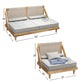 BOHO STYLE WOODEN FLOOR DAYBED SOFA WITH CANE BACKREST