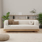 MODERN CURVED BOUCLE SOFA WITH WOODEN BASE