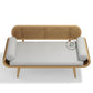 MID CENTURY CURVED WOODEN SOFA WITH CANE BACKREST