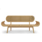 MID CENTURY CURVED WOODEN SOFA WITH CANE BACKREST